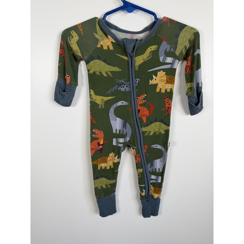 Little Sleepies Green Dinosaur Zippy Bamboo Newborn